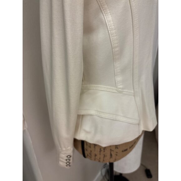 White House Black Market Ivory Blazer Silver Stud Accents 4 Padded Shoulders - Picture 11 of 16